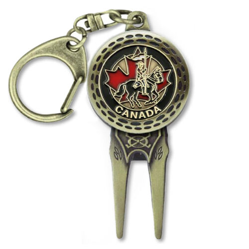 Brass RCMP Horse and Rider Divot Tool Keychain Thumbnail