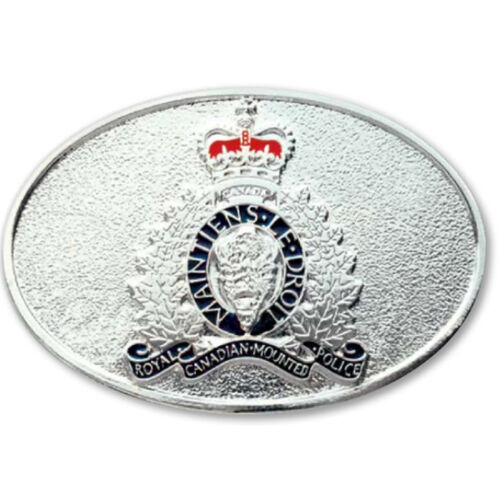 Silver RCMP Crest Western Style Belt Buckle Thumbnail
