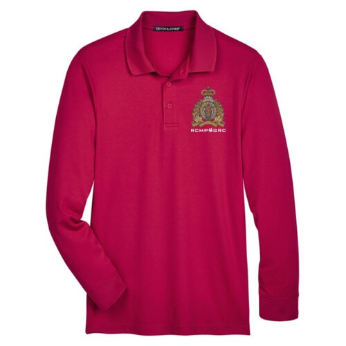 CrownLux Men's Crest Embroidered Performance LS Polo Thumbnail
