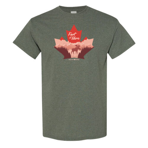 Gildan Unisex French Proudly Canadian Maple Leaf Printed T-Shirt Thumbnail