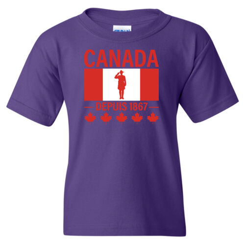 Gildan Youth French Proudly Canadian Canada Printed T-Shirt Thumbnail