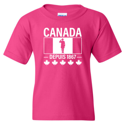 Gildan Youth French Proudly Canadian Canada Printed T-Shirt Thumbnail