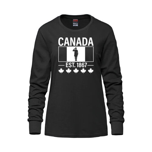 Breeze Women's English Proudly Canadian Canada Printed Long Sleeve Thumbnail