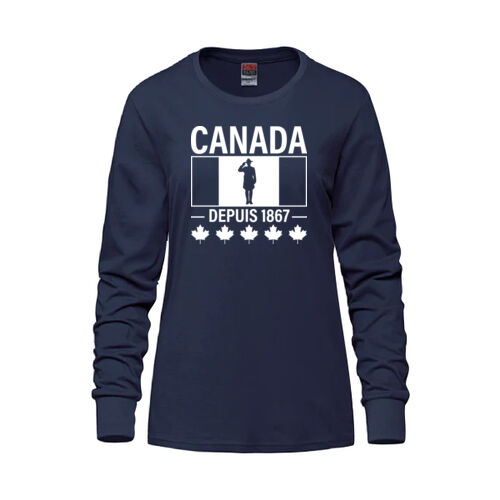 Breeze Women's French Proudly Canadian Canada Printed Long Sleeve Thumbnail