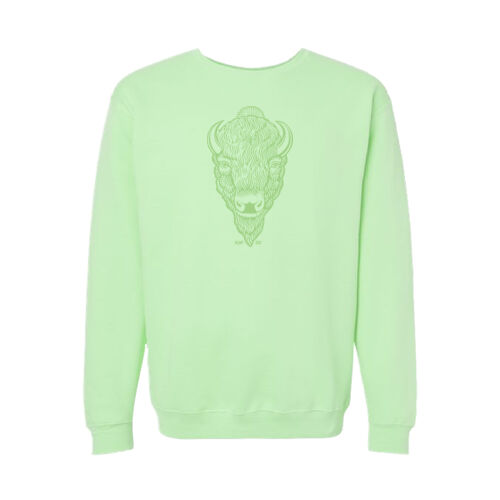 M&O Unisex Pastel Buffalo Head Printed Crewneck Thumbnail